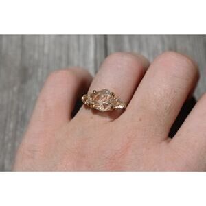 Size 7 14k Gold Diamond Ring, Raw Diamond Engagement Ring,